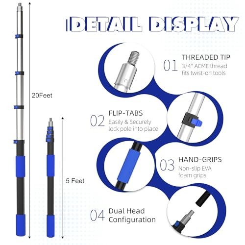 26Ft Car Wash Kit – Telescopic Extension Pole, Brush, Mitt, Squeegee & More for