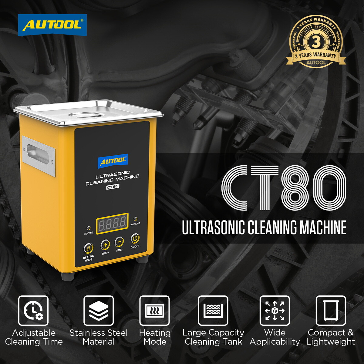 Ultrasonic Heating Cleaning Cleaner w/Timer Fuel Injector Jewelry Ring Glasses