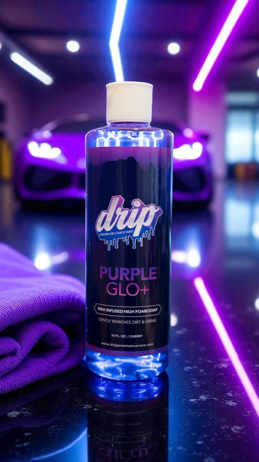 Drip Premium Car Care Purple Glo+ Wax Infused High Foam Soap (16 fl oz)
