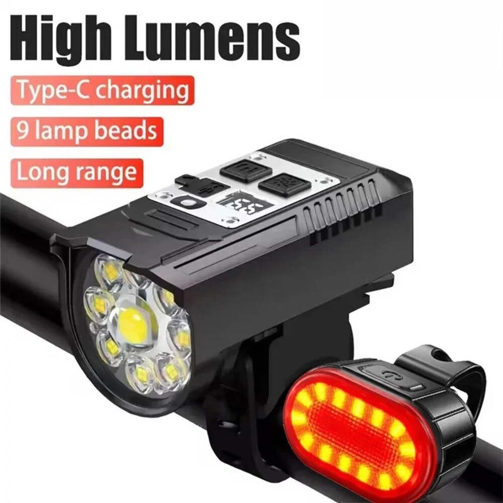 9 LED Bicycle Headlight USB Rechargeable Bike Lamp Super Bright Handlebar Lights