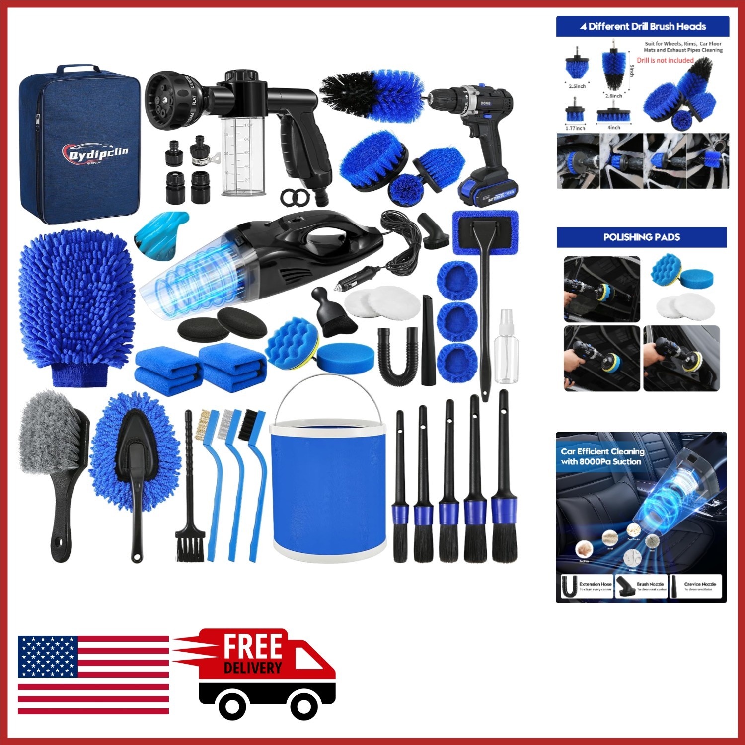Professional Car Care Kit 45Pcs for Interior Exterior Wheels Cleaning Supplies