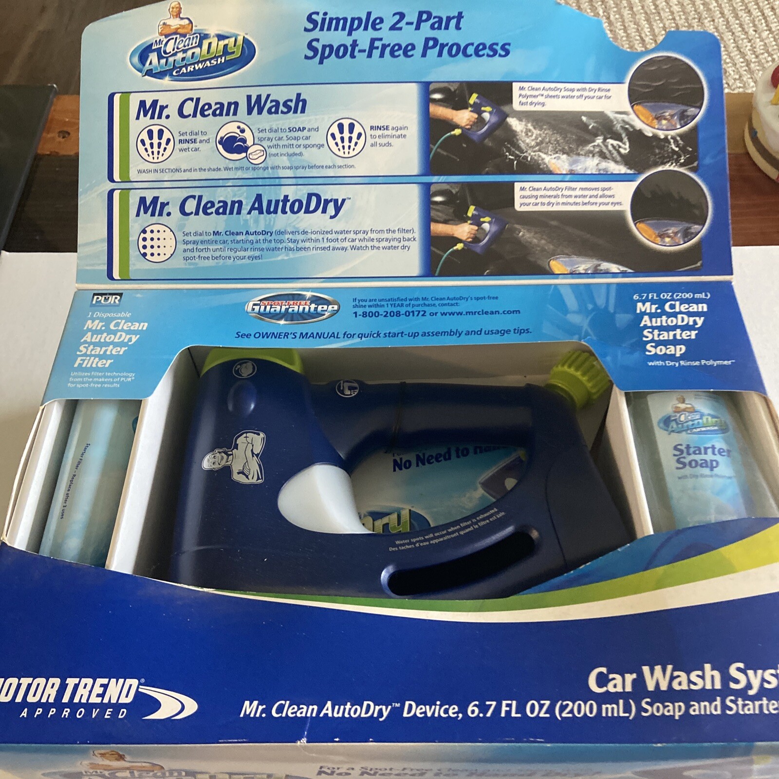 Mr. Clean Auto Dry Car Wash System Spot Free Device Soap and Starter Filter NEW