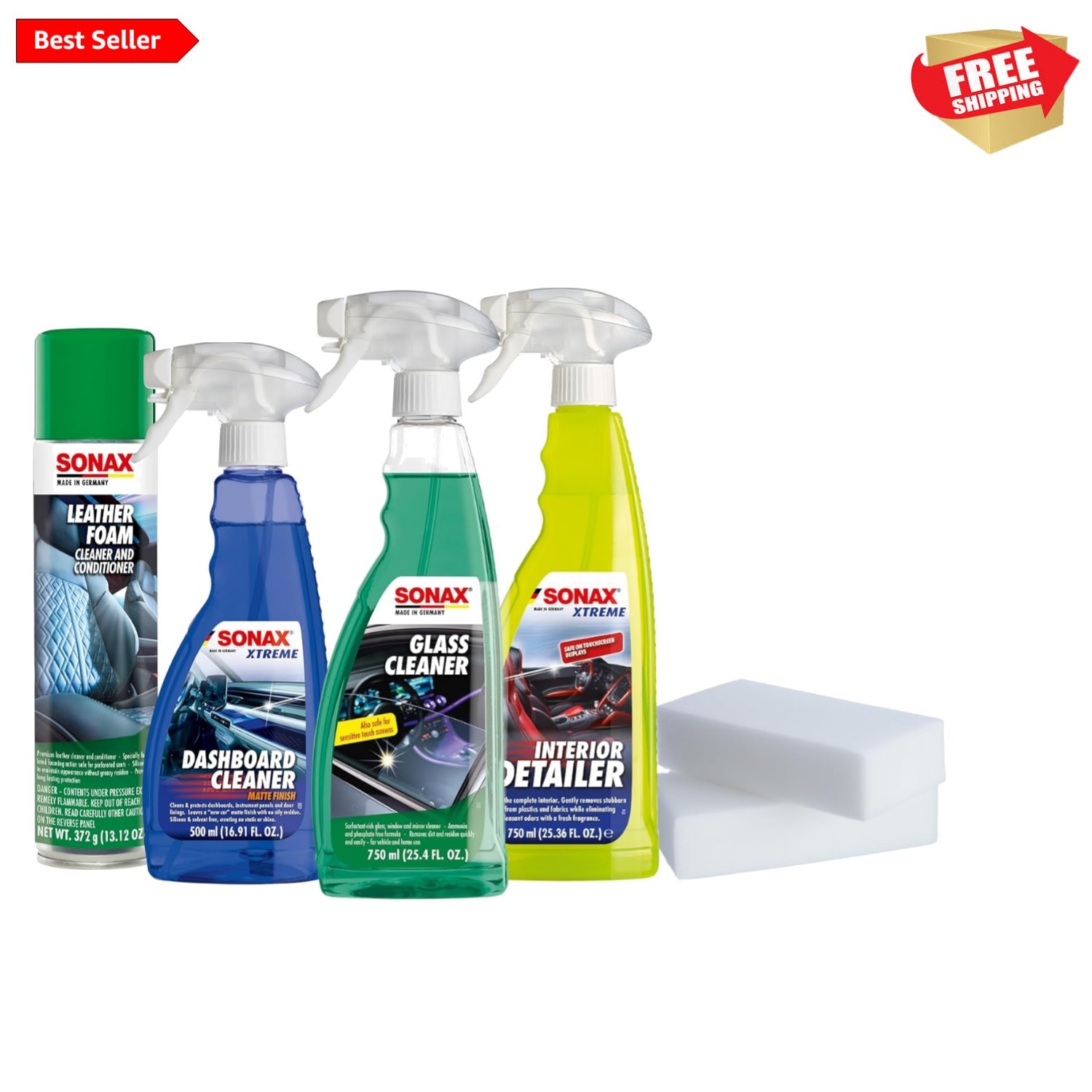 All-in-One Auto Cleaning Set: Leather, Glass & Upholstery Solutions