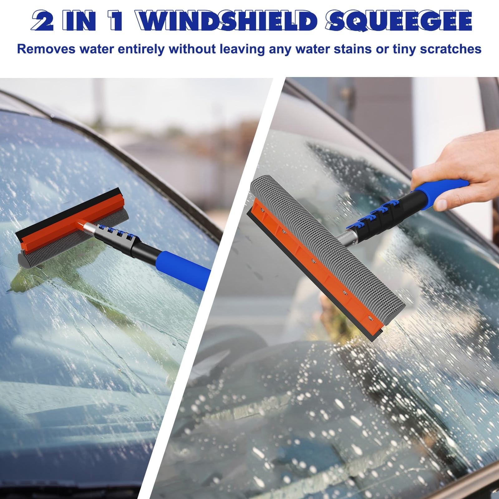 26FT Telescopic Car Wash Kit – Long Handle Brush, Mop, Mitt, Squeegee & Tire Bru