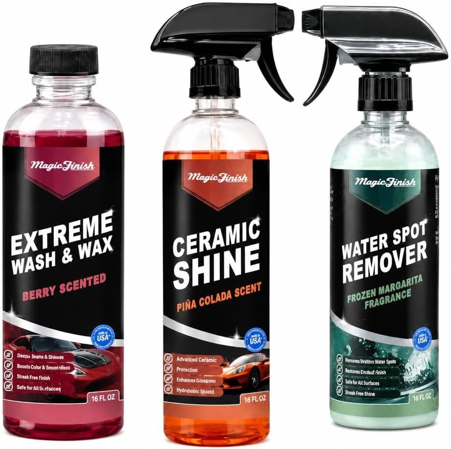 Magic Finish Complete Car Care Bundle – Ceramic Shine Spray, Water Spot Remover