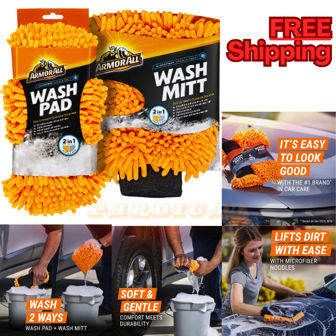 Armor All Microfiber Car Wash Mitt and Pad Set by Armor All, Machine Washable, H