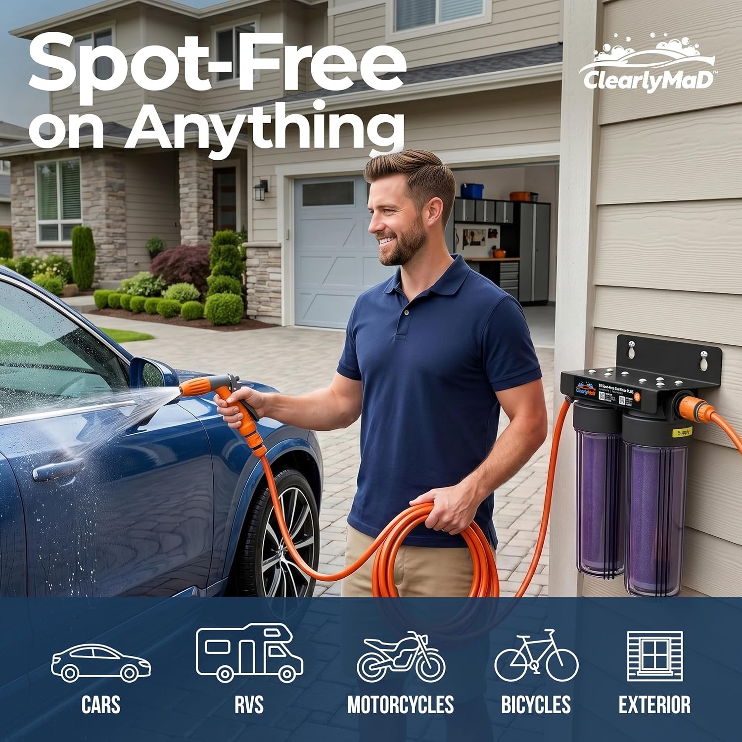 DI Spot-Free Car Wash Rinse Kit with Hose & Nozzle – Ultimate Streak-Free Shine