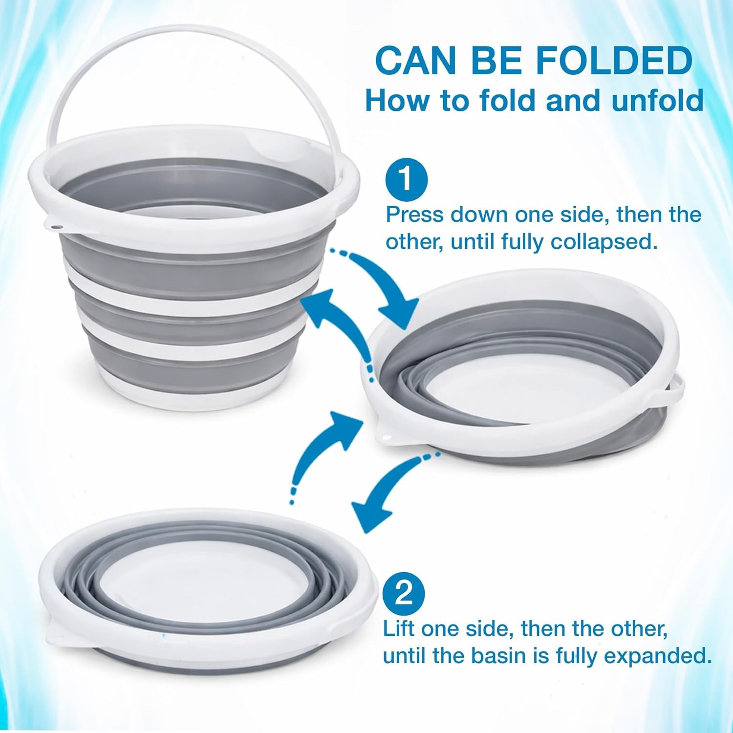 Collapsible Bucket with Handle 2.6 Gallons 10L Foldable Bucket