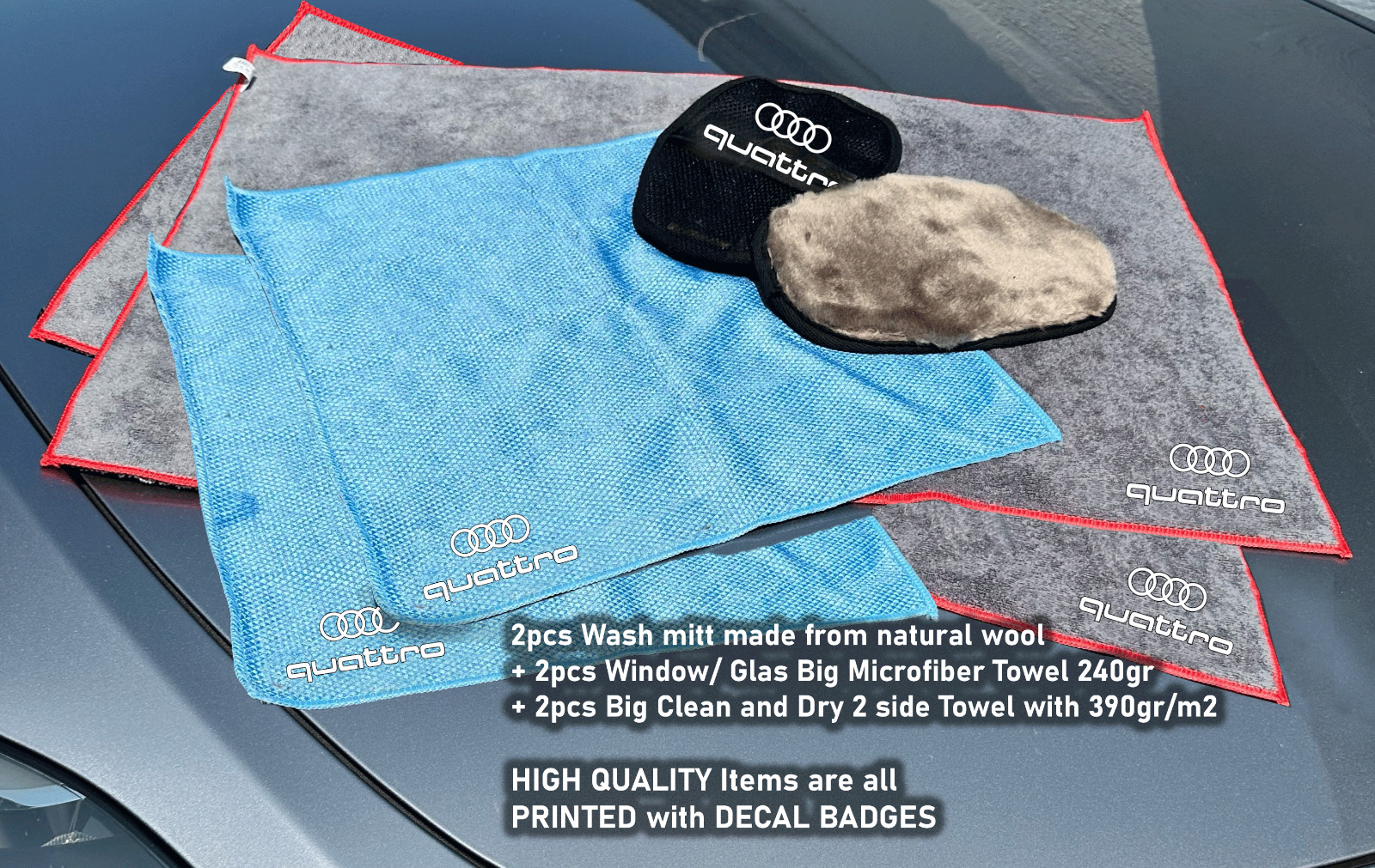 6Pack Car care Microfiber Detailing For Quattro Wash Mitt dry Towel Cleaning