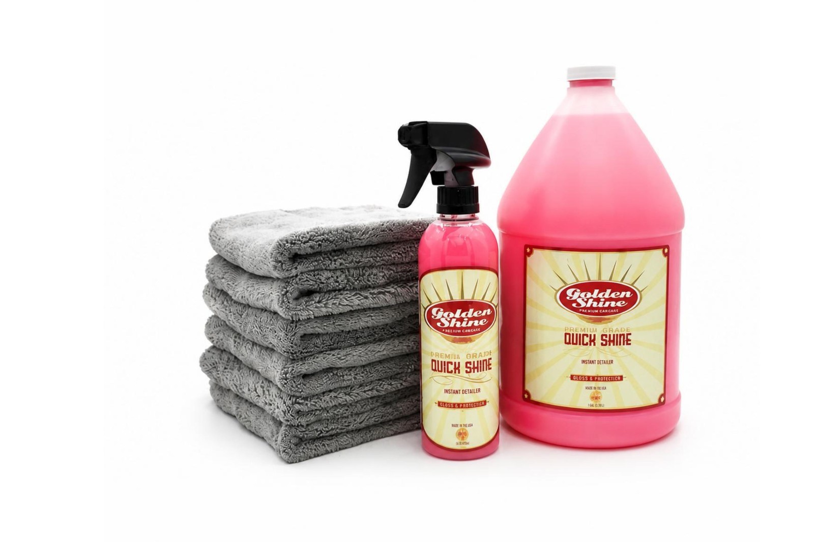 Golden Shine Car Care Quick Shine Detail Spray Premium Gallon Kit w Towels 10940