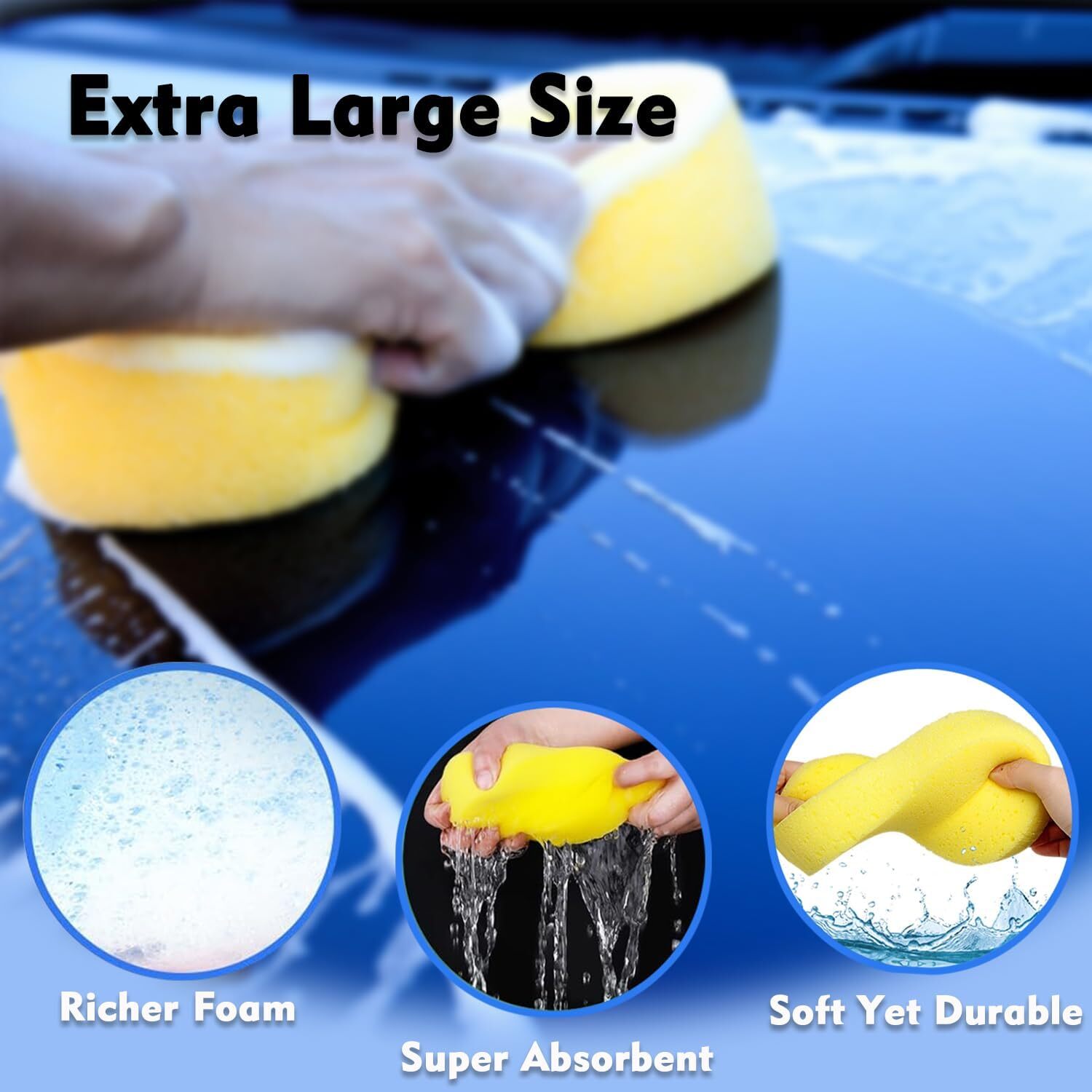 Jumbo Sponge Large Ultra Soft Super Absorbent for Washing Windows & Car Cleaning