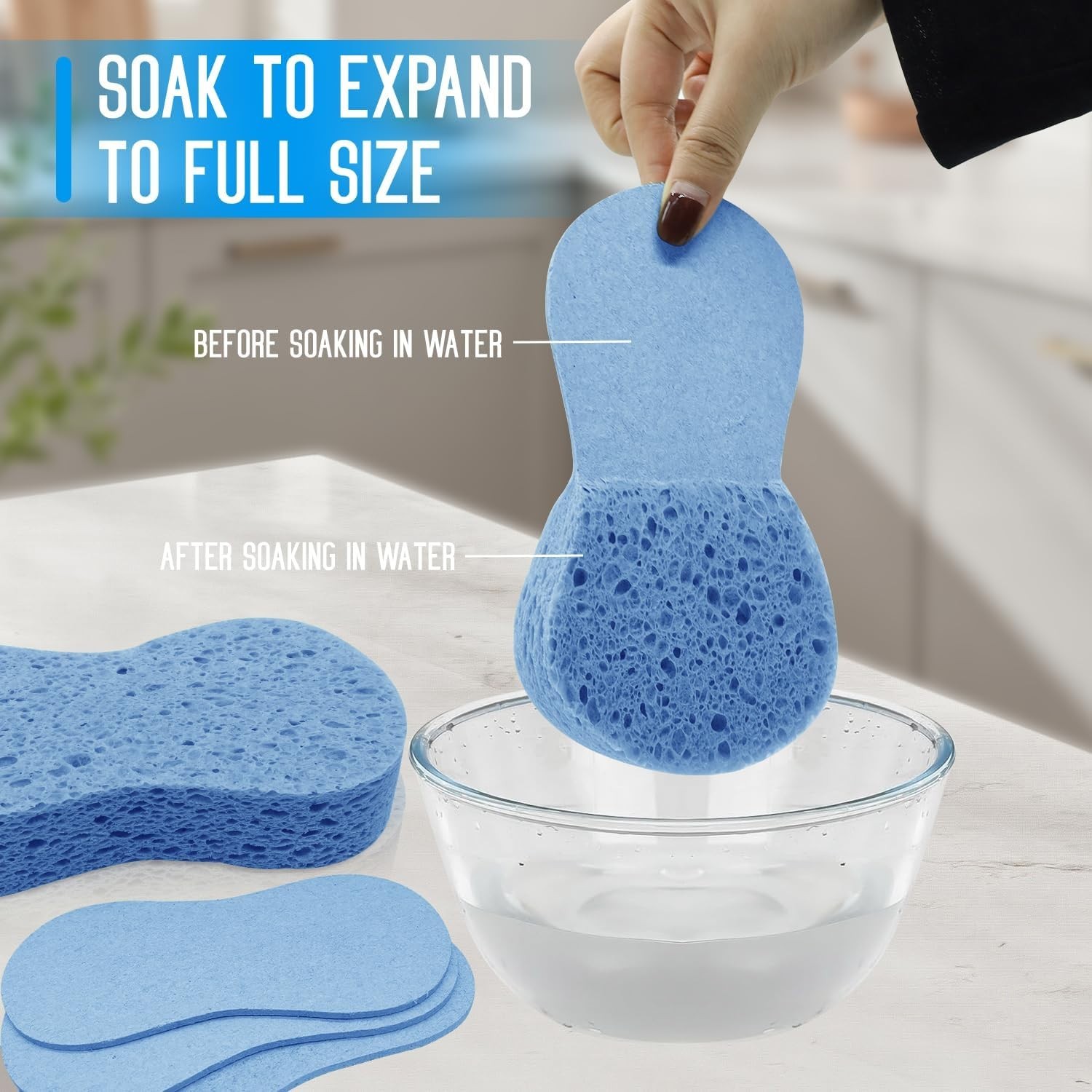 3PCS Heavy Duty Eco Friendly Car Wash Sponges Large Blue Cleaning Supplies