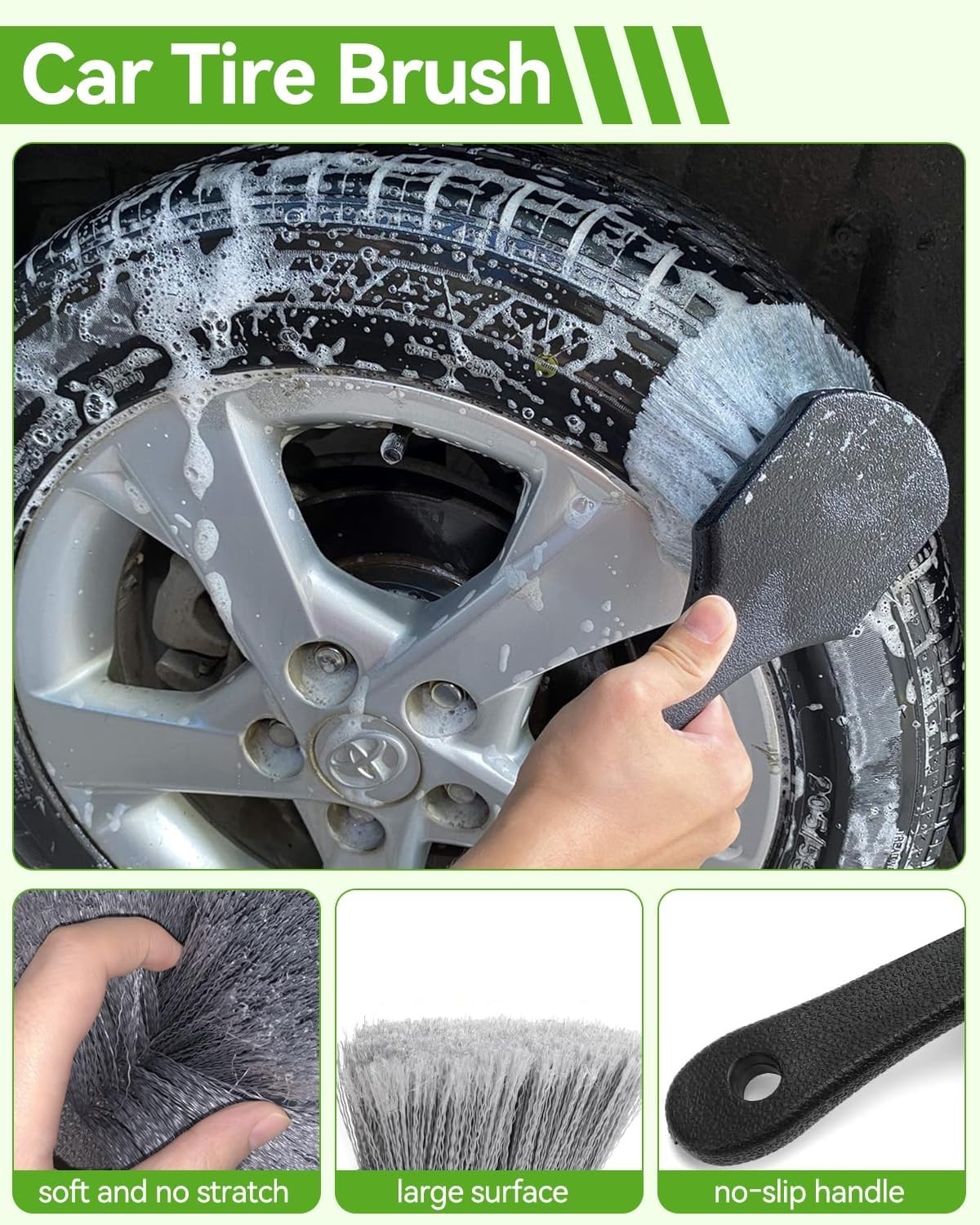 8Pcs Car Wash Kit, 62’’ Car Wash Brush with Long Handle, Microfiber Carwash K…