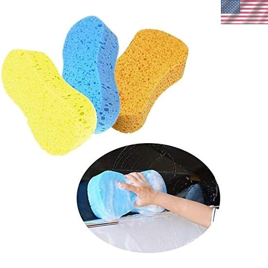 Versatile 3-Piece Soft Sponge Set for Car Wash and Household Cleaning