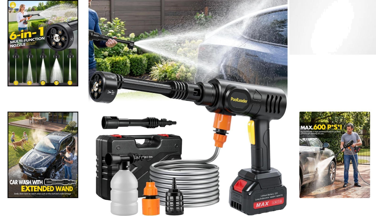 Efficient Handheld Cordless Car Washer with Foam Cannon – Ideal for Outdoor Use