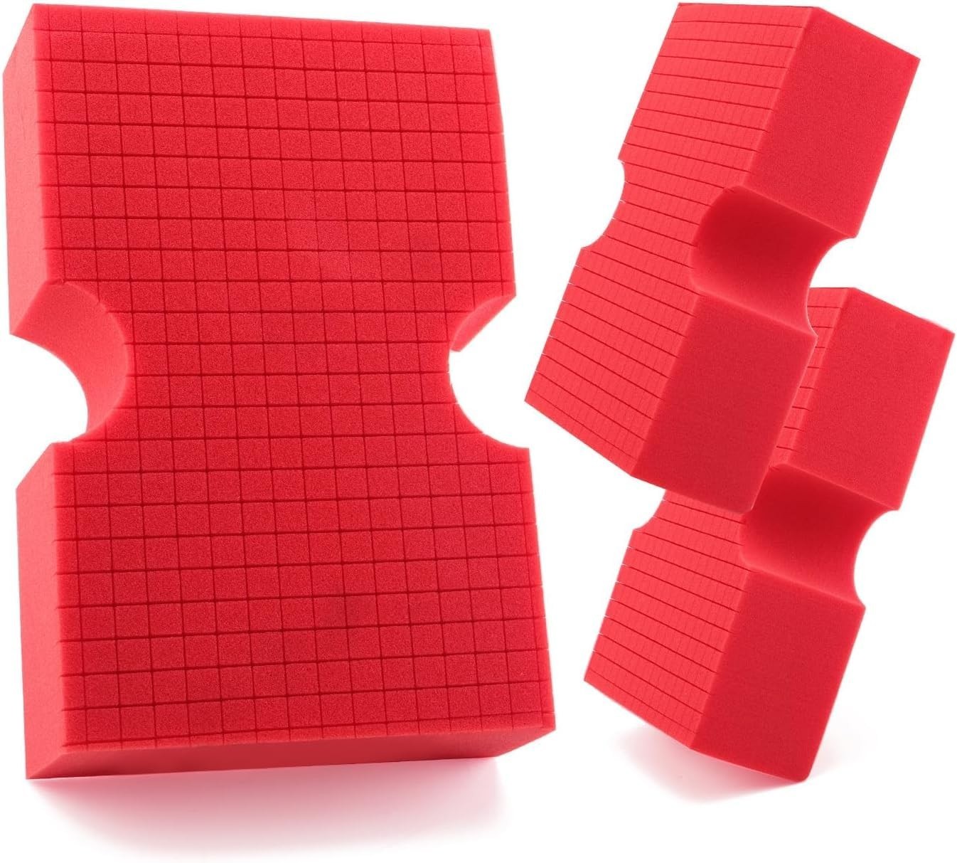 Car Wash Sponge 3 Pack Large Red Scratch-Free Cleaning Sponges for Auto and S…