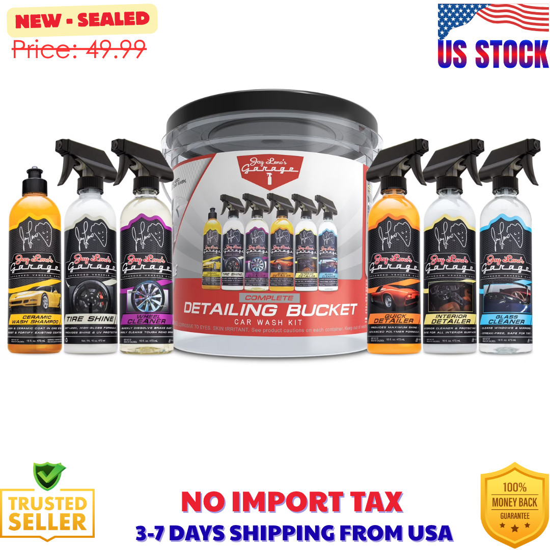 Jay Leno’s Garage Complete Detailing Bucket Car Wash Kit – 8-Piece Car Care Set