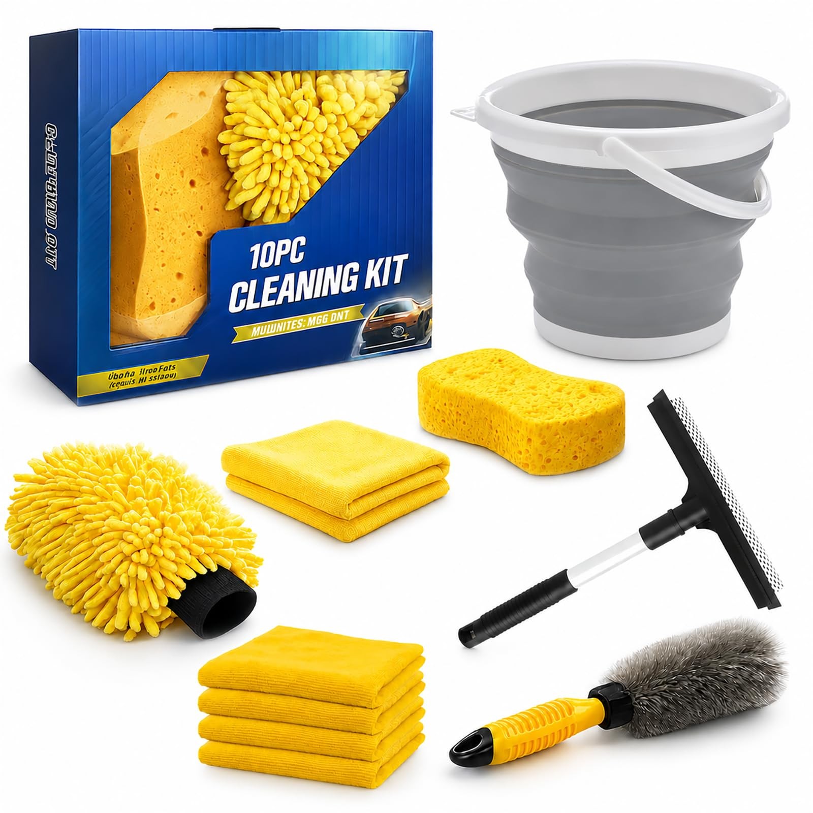 10Pcs Car Wash Detailing Kit Cleaning Kits,with 14 X 14 Inches, Yellow 10pcs