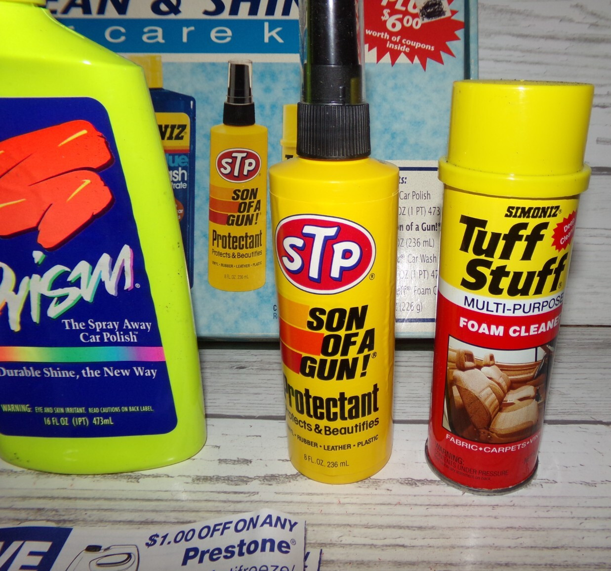 VTG Clean & Shine Car Care Kit Movie Prop Bottle Car Full Simoniz STP Prism