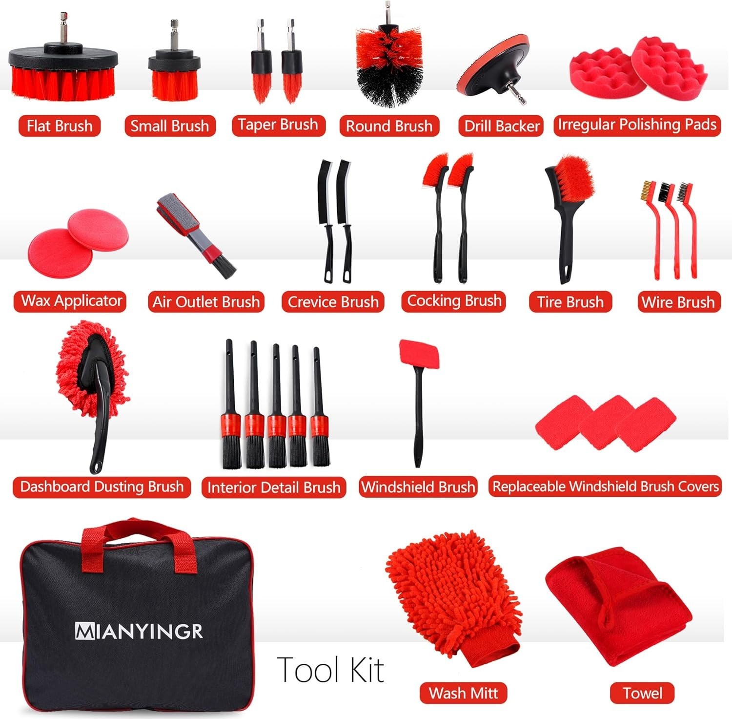 32Pcs Car Detailing Kit, Auto Detailing Brush Set and Drill Brush Attachments…