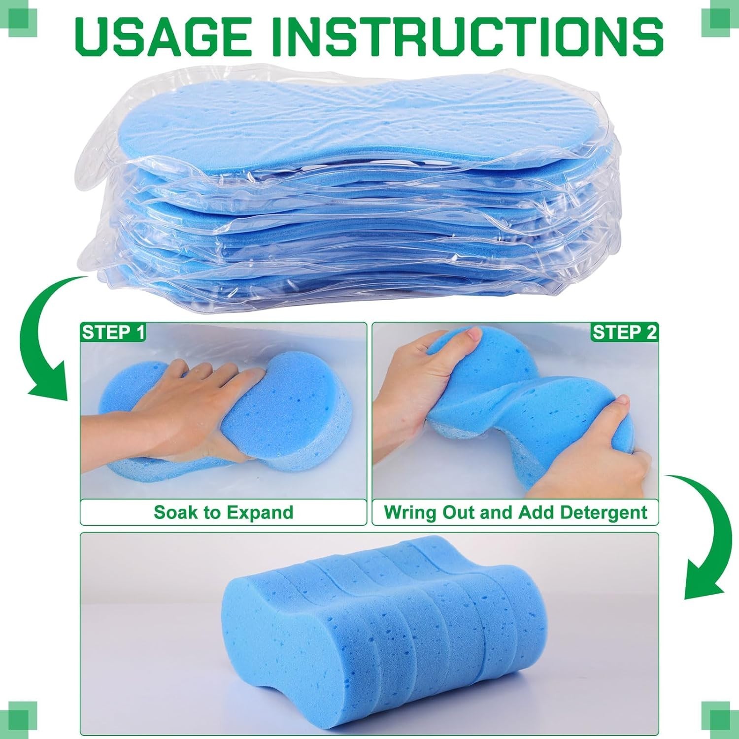24 Pack Large Blue Multi Purpose Car and Household Cleaning Sponges