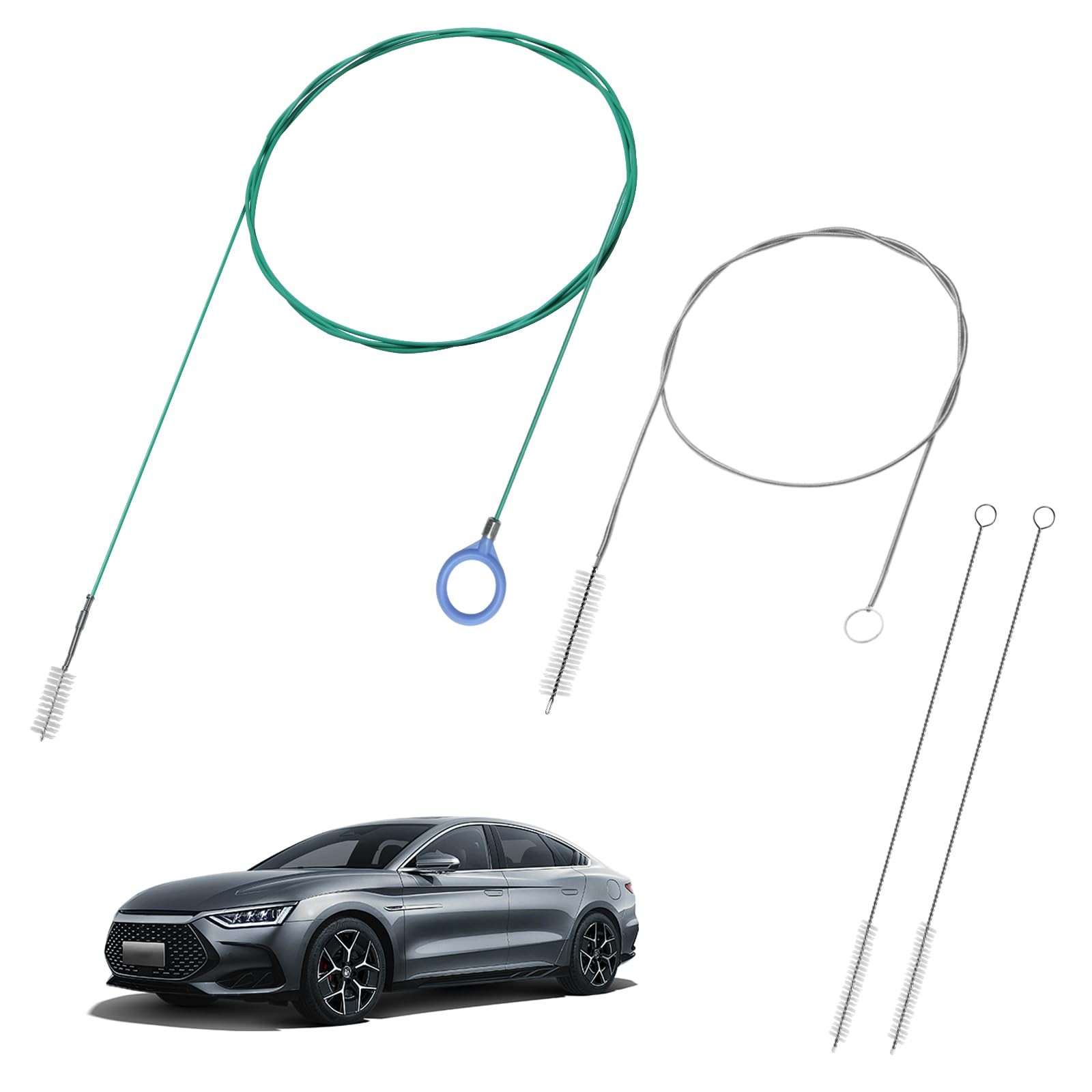 4Pcs Auto Sunroof Drain Cleaning Tools, 118/59 Inch Flexible Brush Long Green