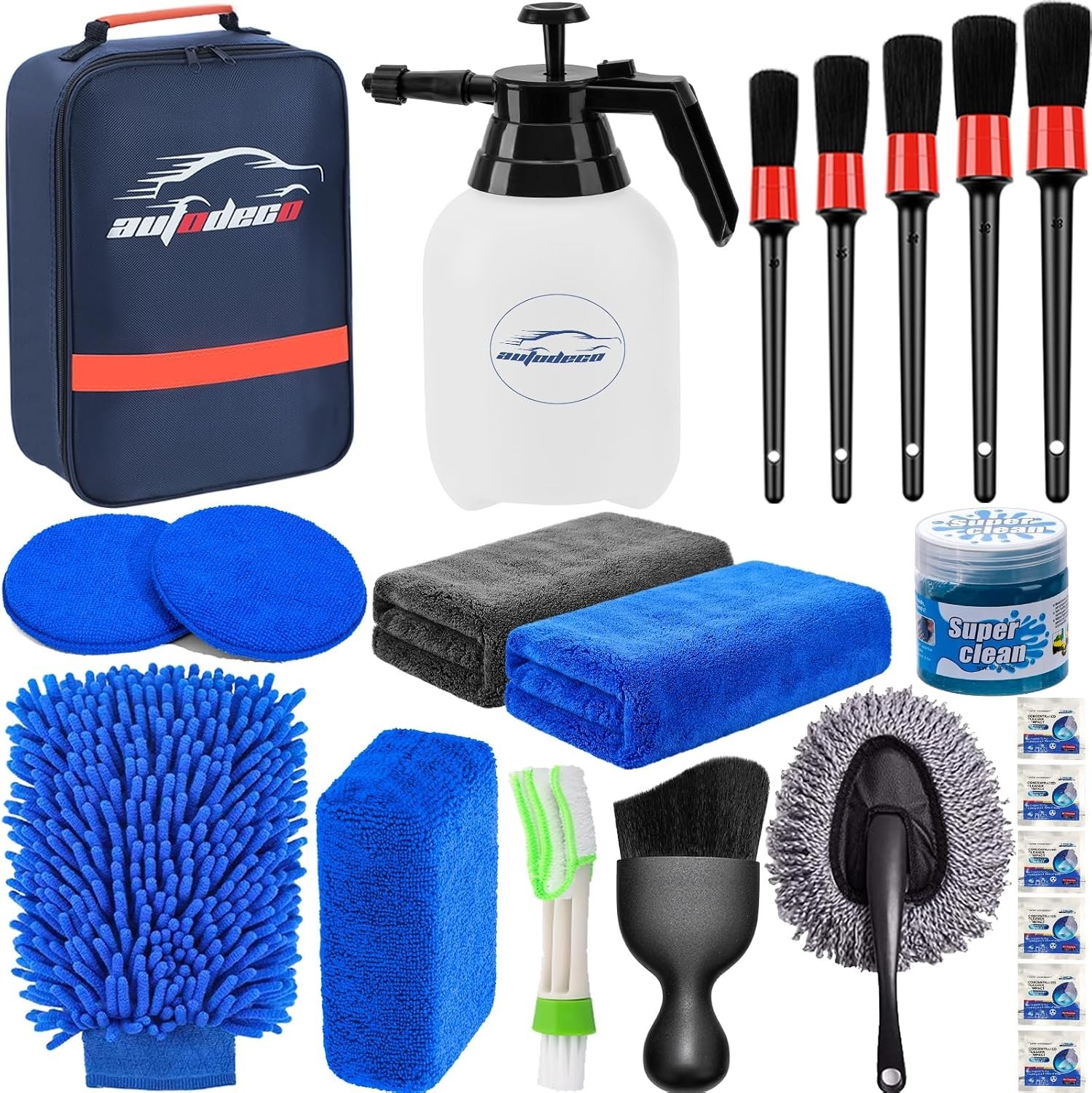 Multi-Functional 23Pcs Car Detailing Kit for Interior & Exterior Cleaning