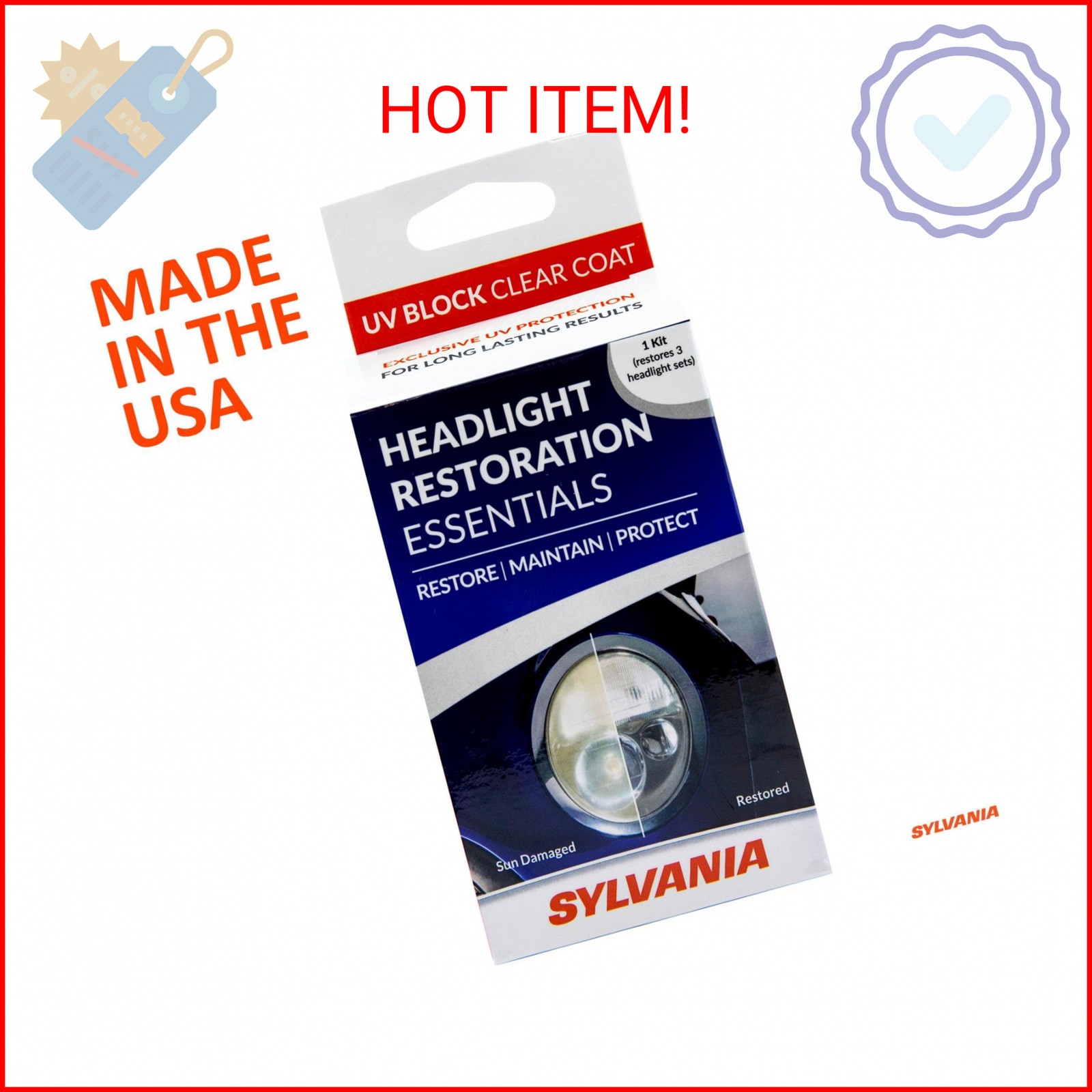 SYLVANIA UV Block Clear Coat Kit – Premium UV Headlight Protection for Vehicles