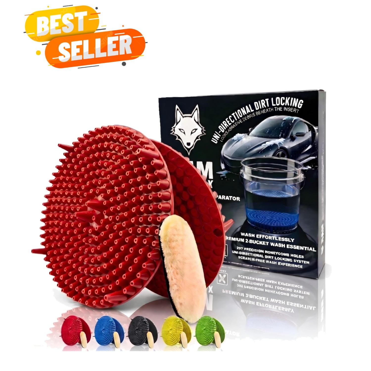 10.4″ Heavy Duty Car Wash Bucket Insert 2-Pack & Wash Mitt Kit – 10.6 oz Deta…