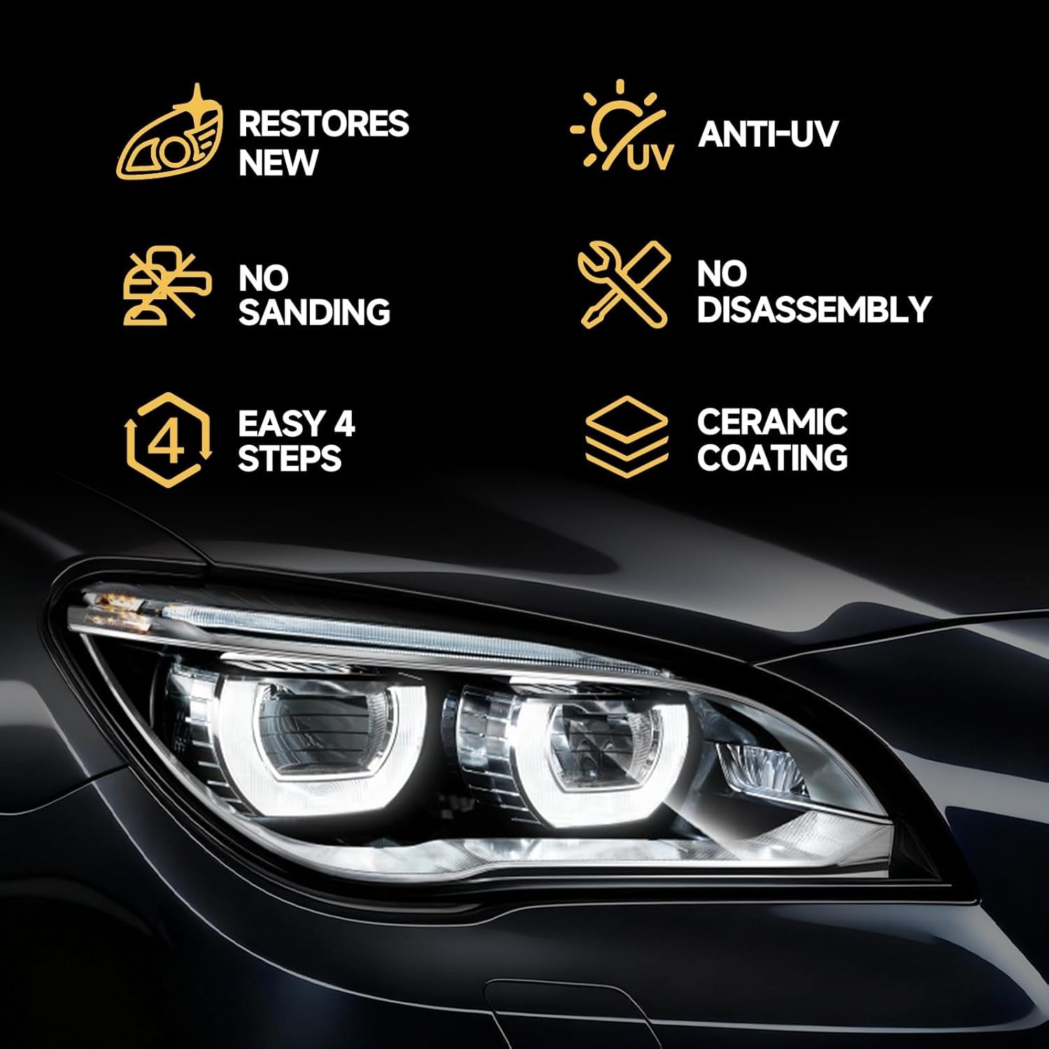 Car Headlight Restore and Cleaner, Removes Dullness, Yellowing and…