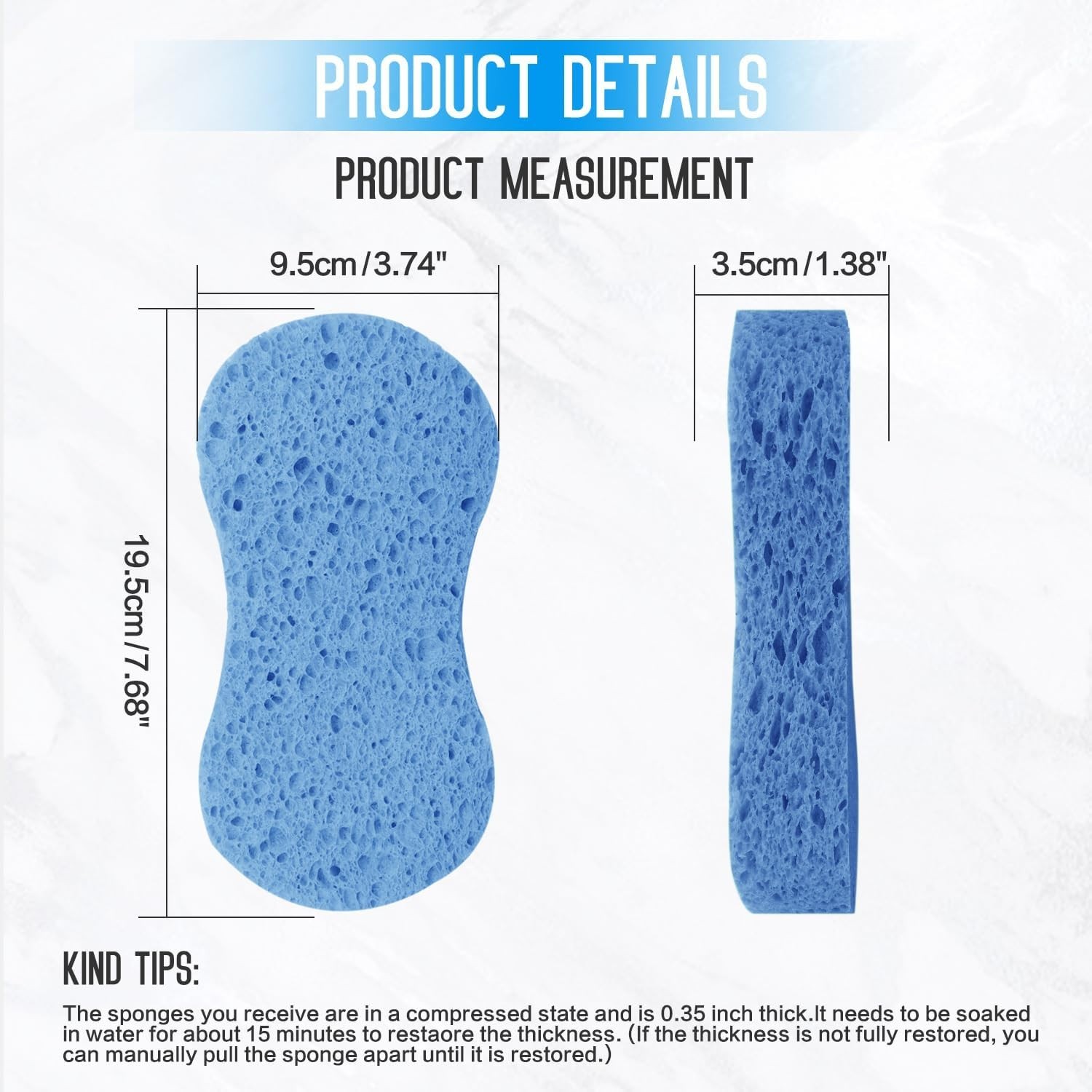 3PCS Heavy Duty Eco Friendly Car Wash Sponges Large Blue Cleaning Supplies