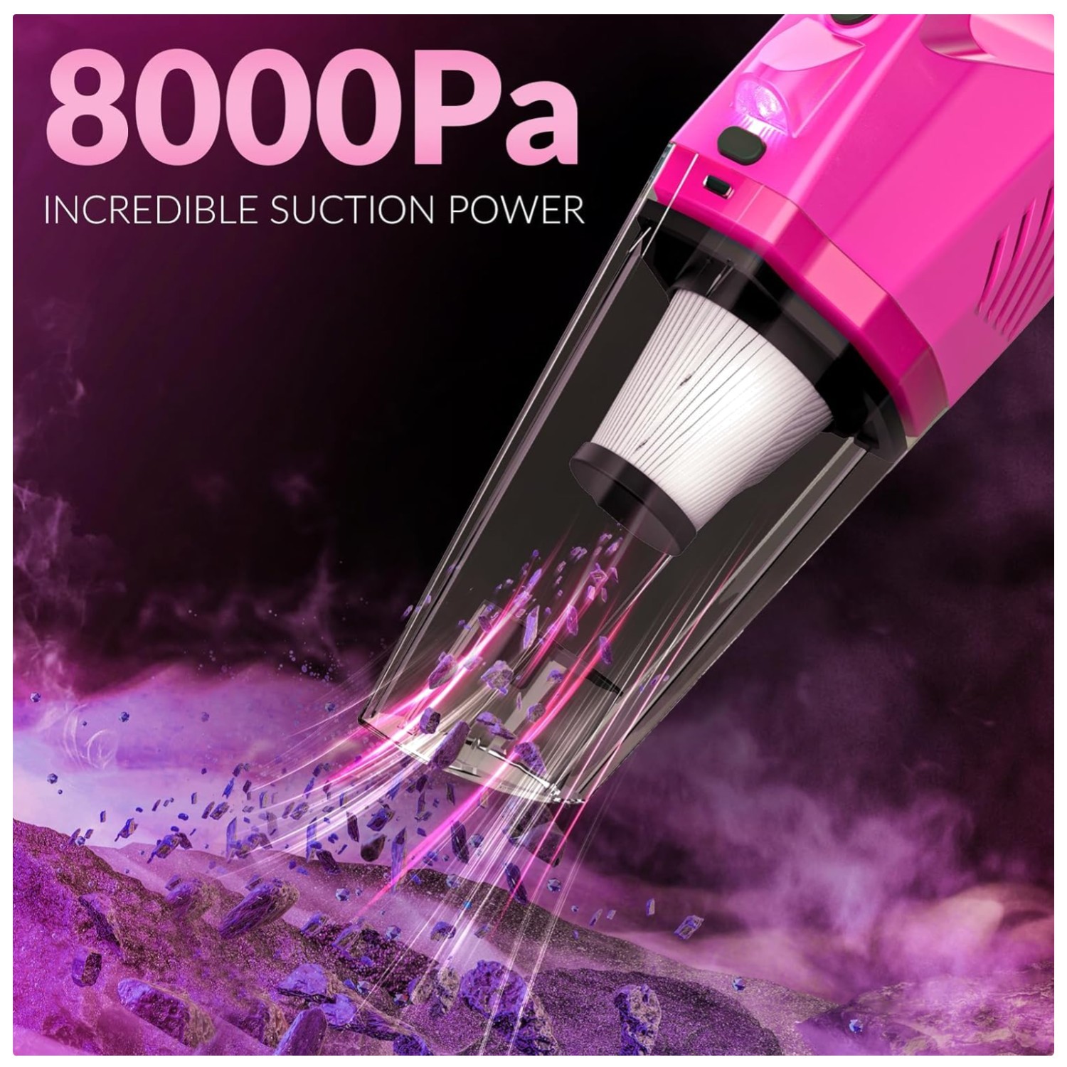 Women’s Car Cleaning Gift | Pink 8000Pa Vacuum, 15ft Cord