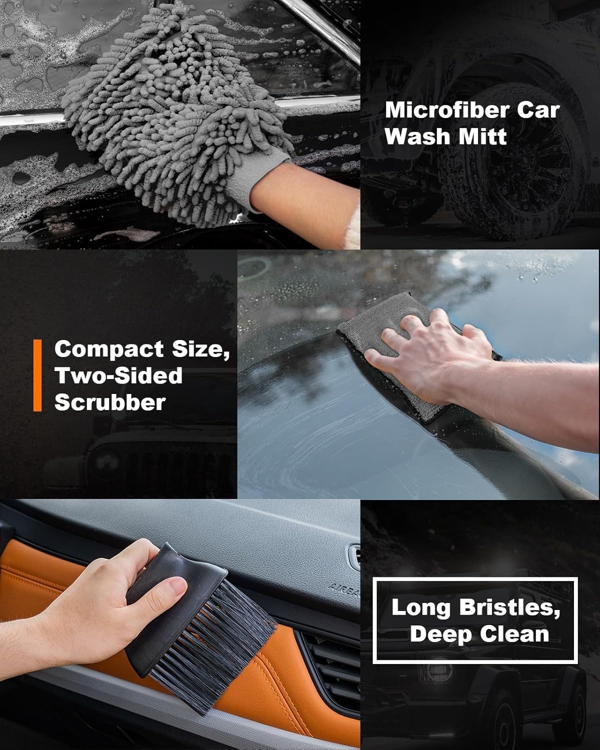20Pcs Windshield Cleaner Tool – Car Interior Detailing Brush Kit with 200g Clean