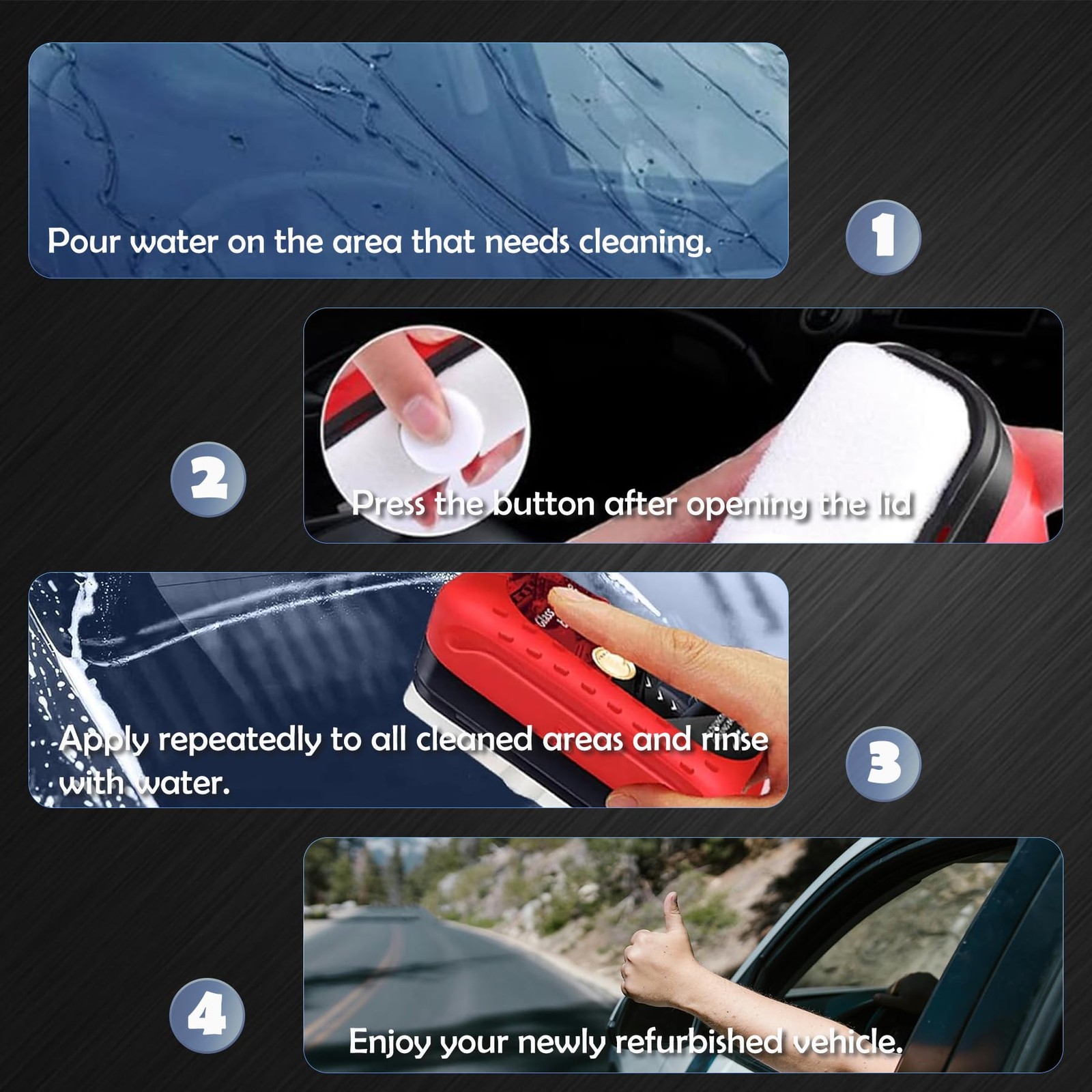 MAUSGAAV New Automotive Oil Film Cleaning Brush,Oil Remover for Car 3-G
