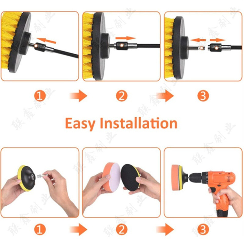 25pcs Car Drill Brush Cleaning Kit Interior Exterior Engine Wheel Multipurpose
