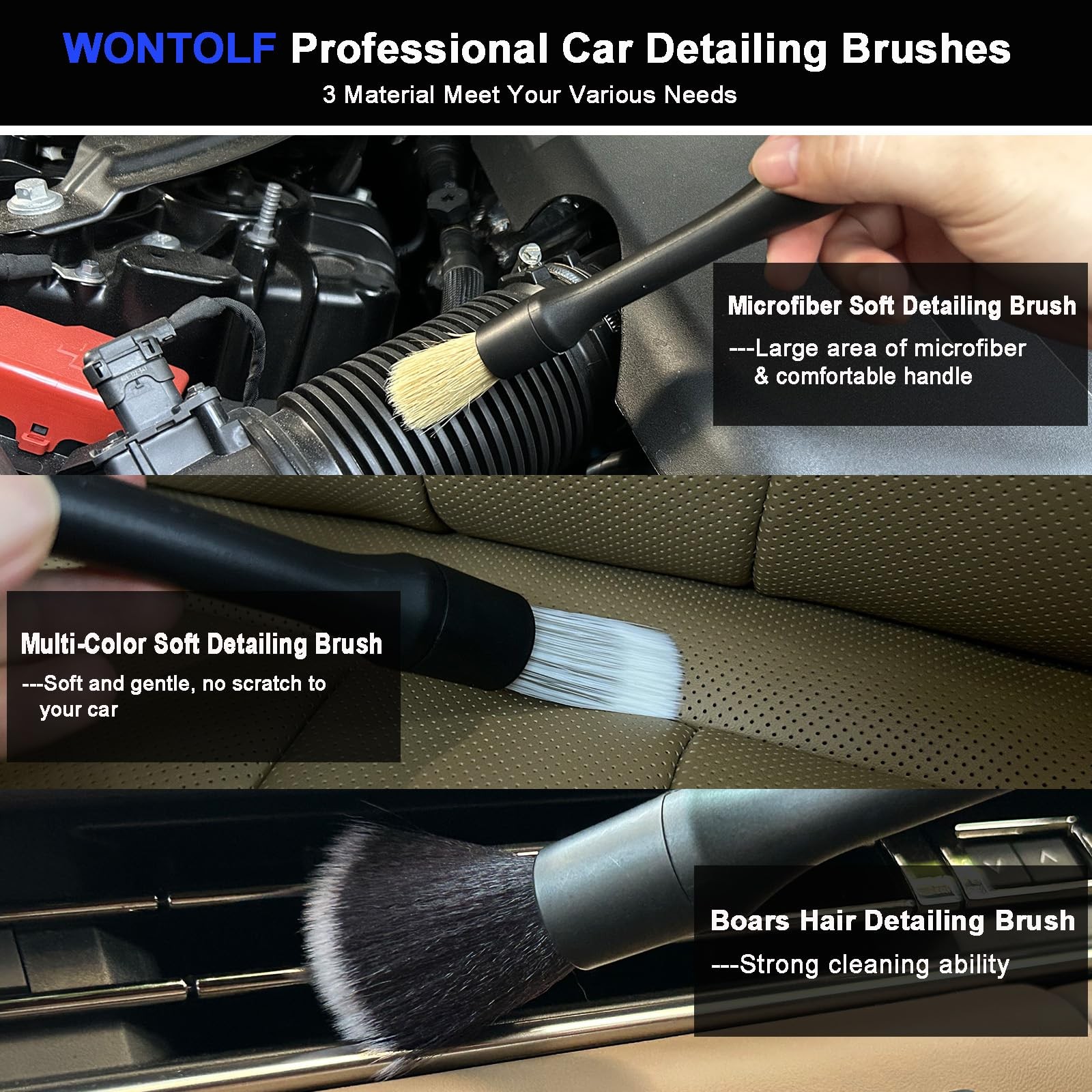 Stemni 14Pcs Car Wash Kit, 62” Brush with Long Handle, Green-14pcs