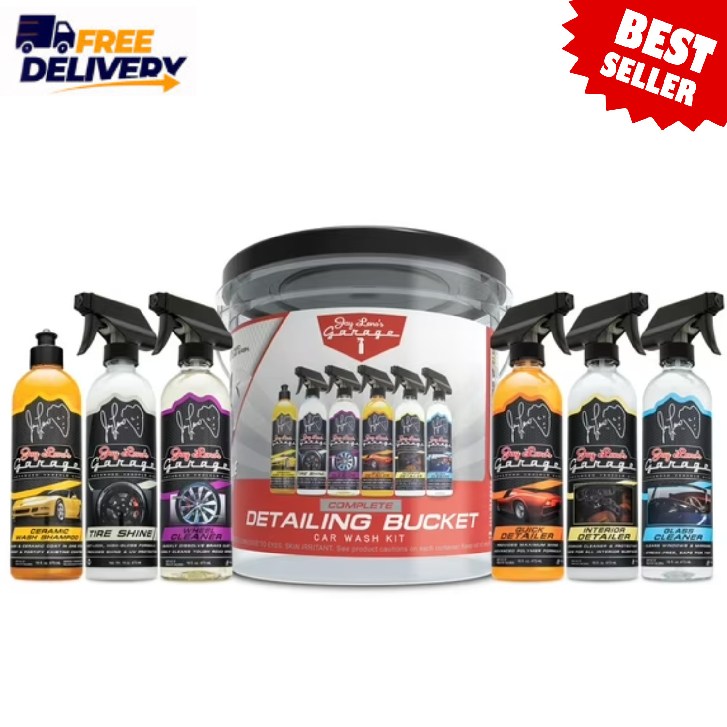 Jay Lenos Garage Car Wash Kit 8 Piece Complete Detailing Bucket