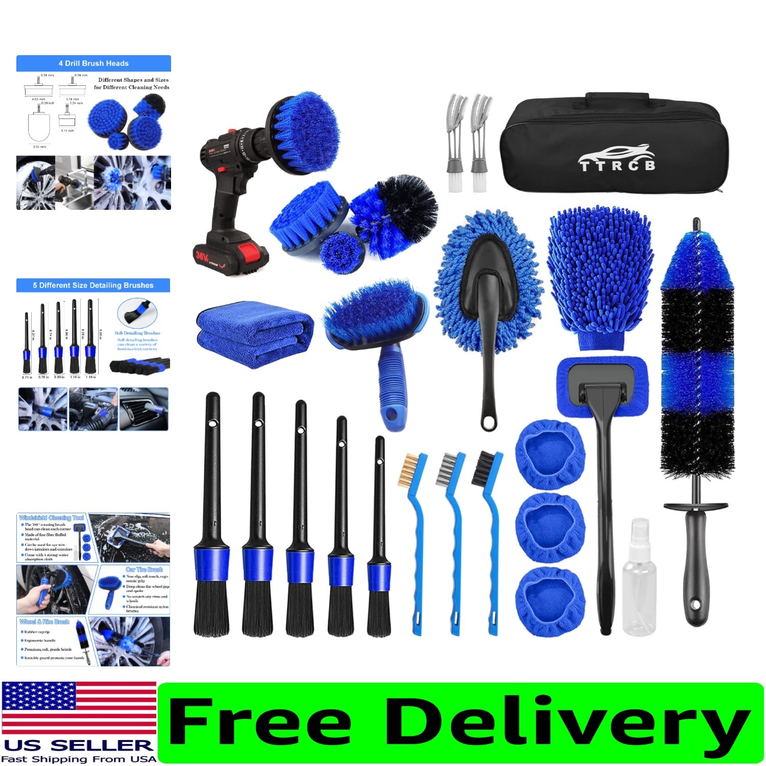Complete 26-Piece Car Cleaning Kit with Brushes and Accessories – Perfect Gift