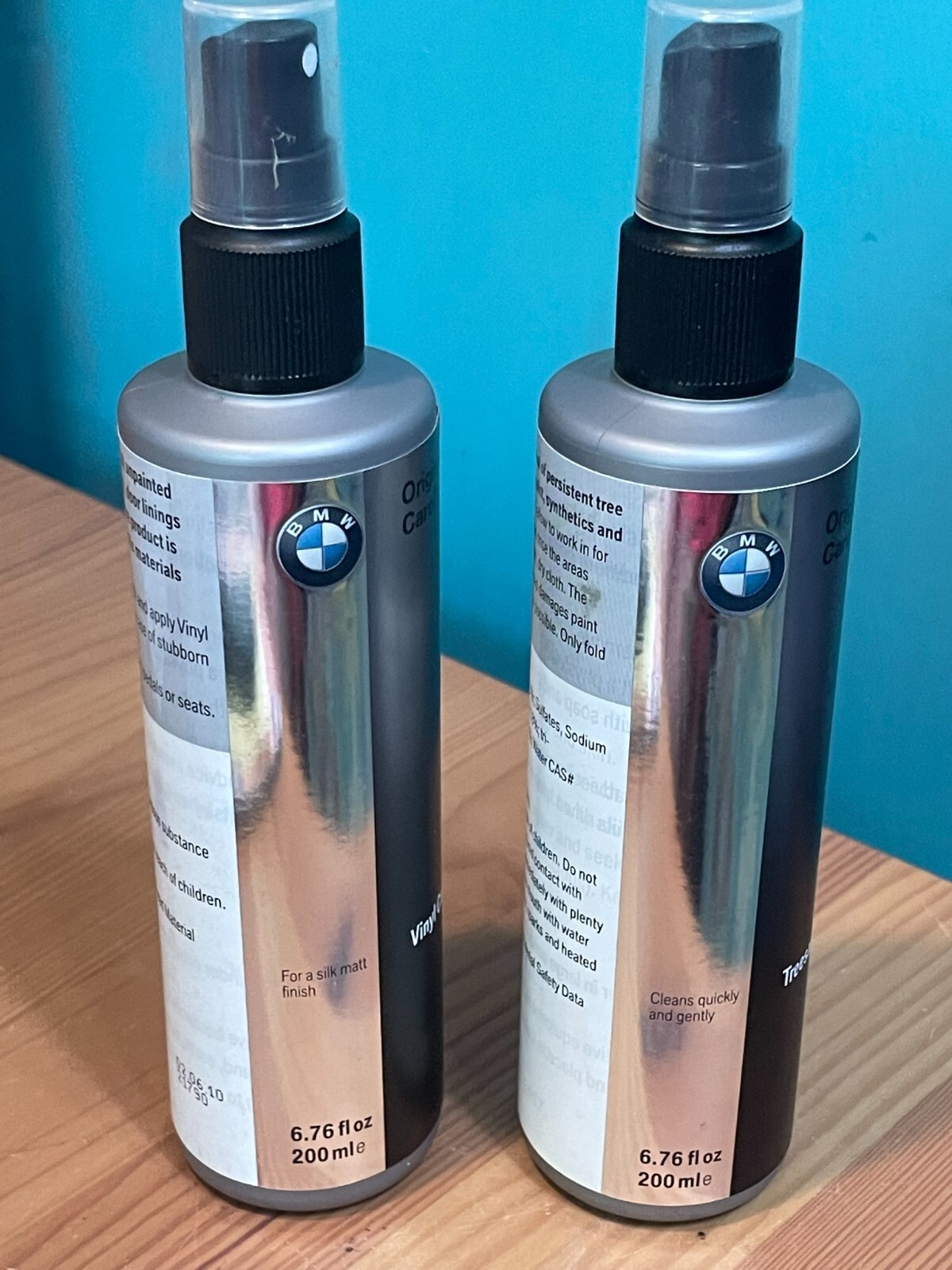 LOT OF 2 6.76 OZ BOTTLES OF BMW CARE PRODUCTS VINYL CARE & TREE SAP REMOVER