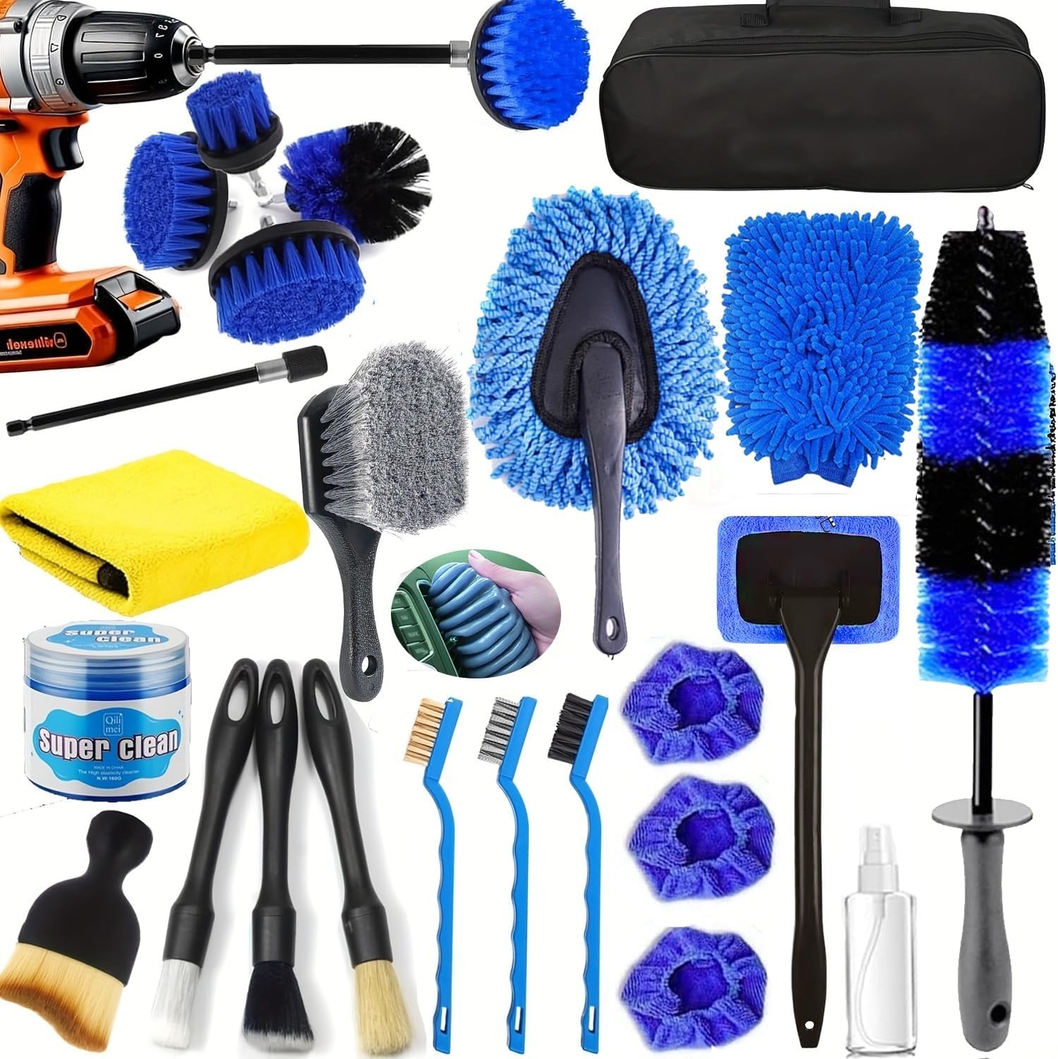 26Pcs Car Detailing Kit, Car Detailing Brush Set, Auto Detailing Drill Brush …
