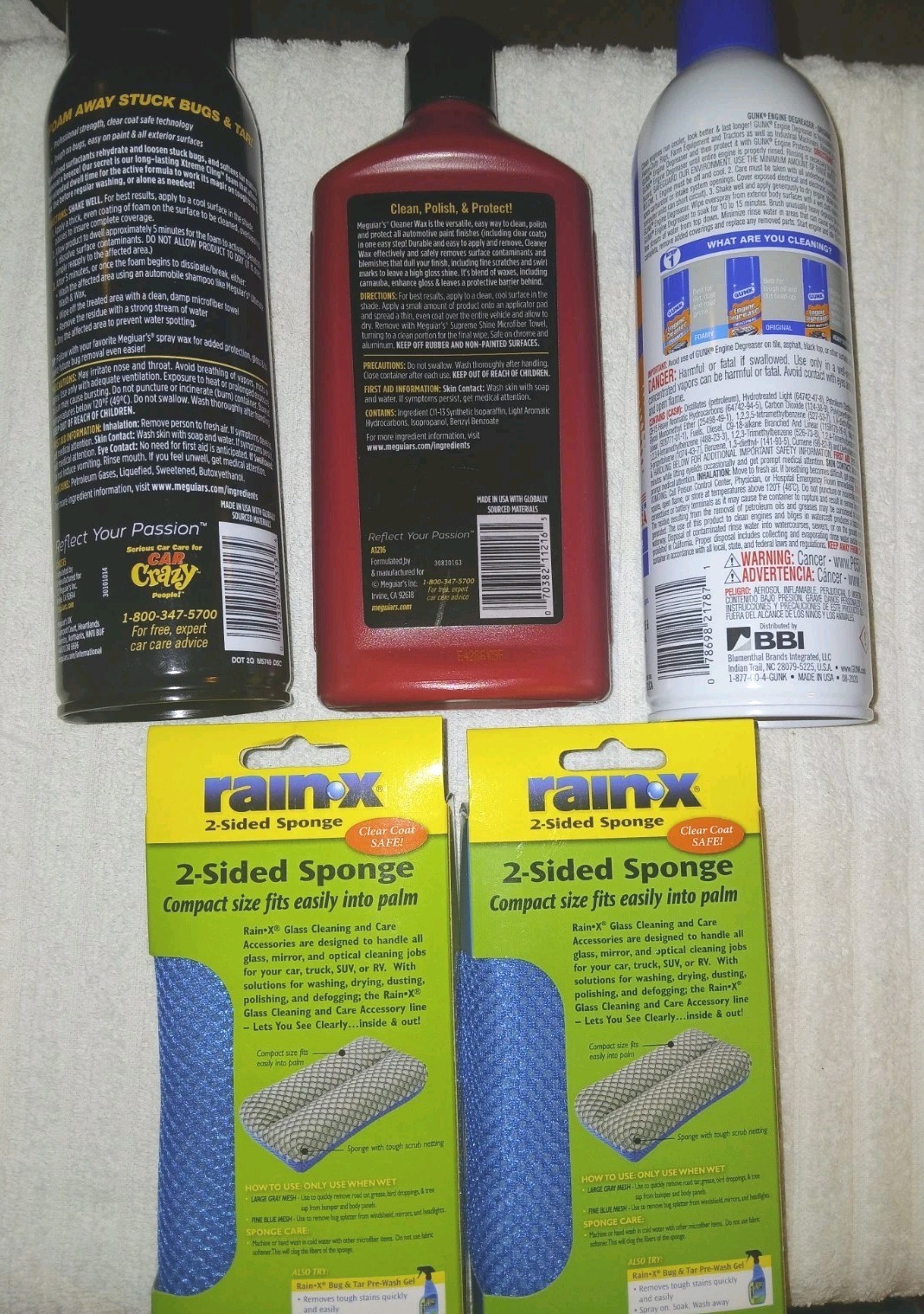 💥SAVE $💥Car Care Kit Clean & Wax MEGUIARS✨️ RAIN-X ✨️ GUNK engine degreaser💥
