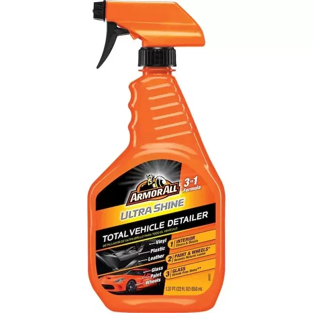 Armor All 3in1 Ultra Shine Detailer 22oz Car Cleaner Spray Wax Protect 2 Bottles