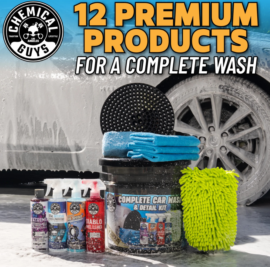 Chemical Guys 12-Piece Premium Car Wash & Detailing Kit with Bucket and Lid