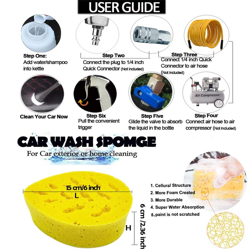 Car Cleaning Gun High Pressure Car Interior Cleaning Tool Auto Detailing Kit Sup