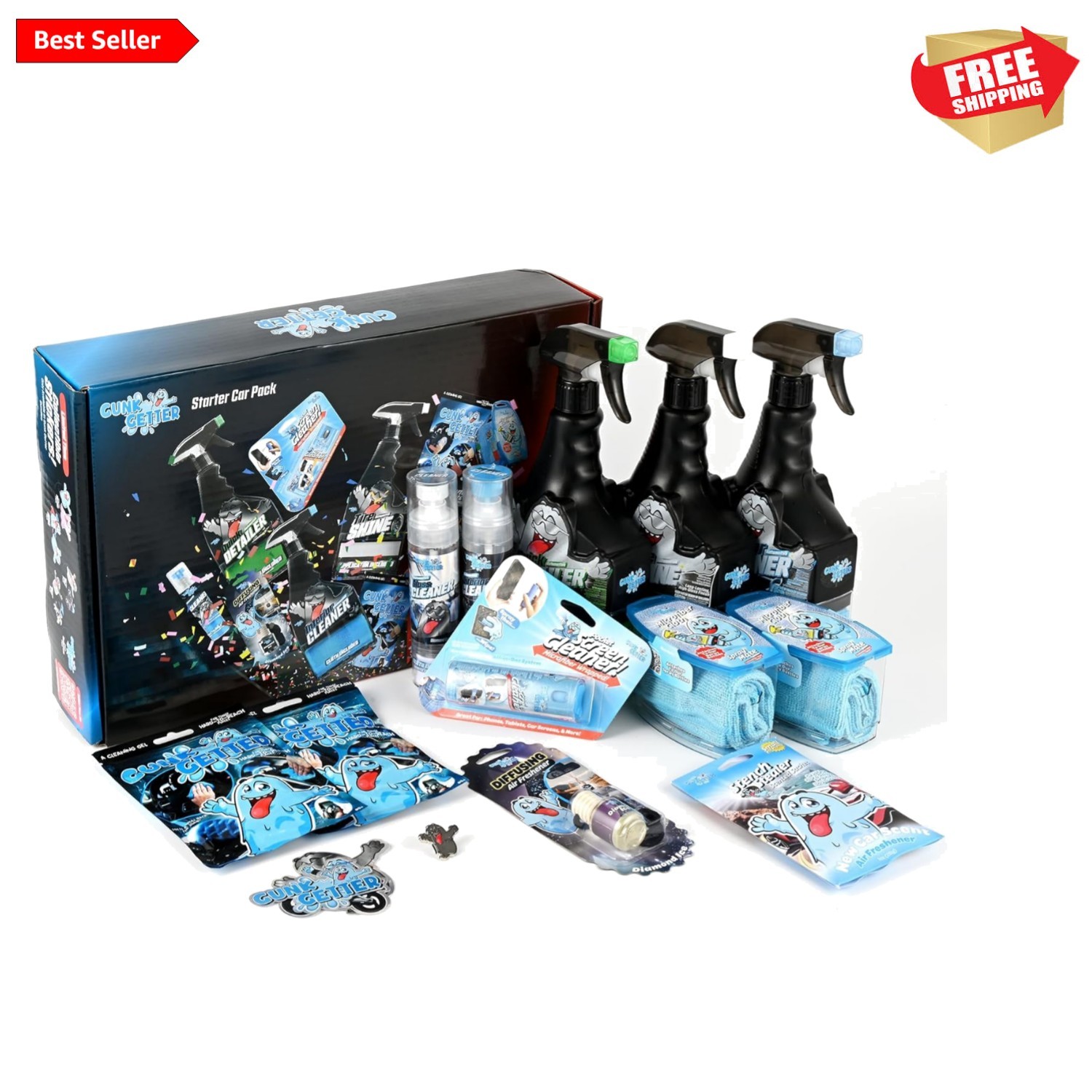 Compact Car Cleaning Essentials Kit for Interior & Exterior – Perfect Gift Idea
