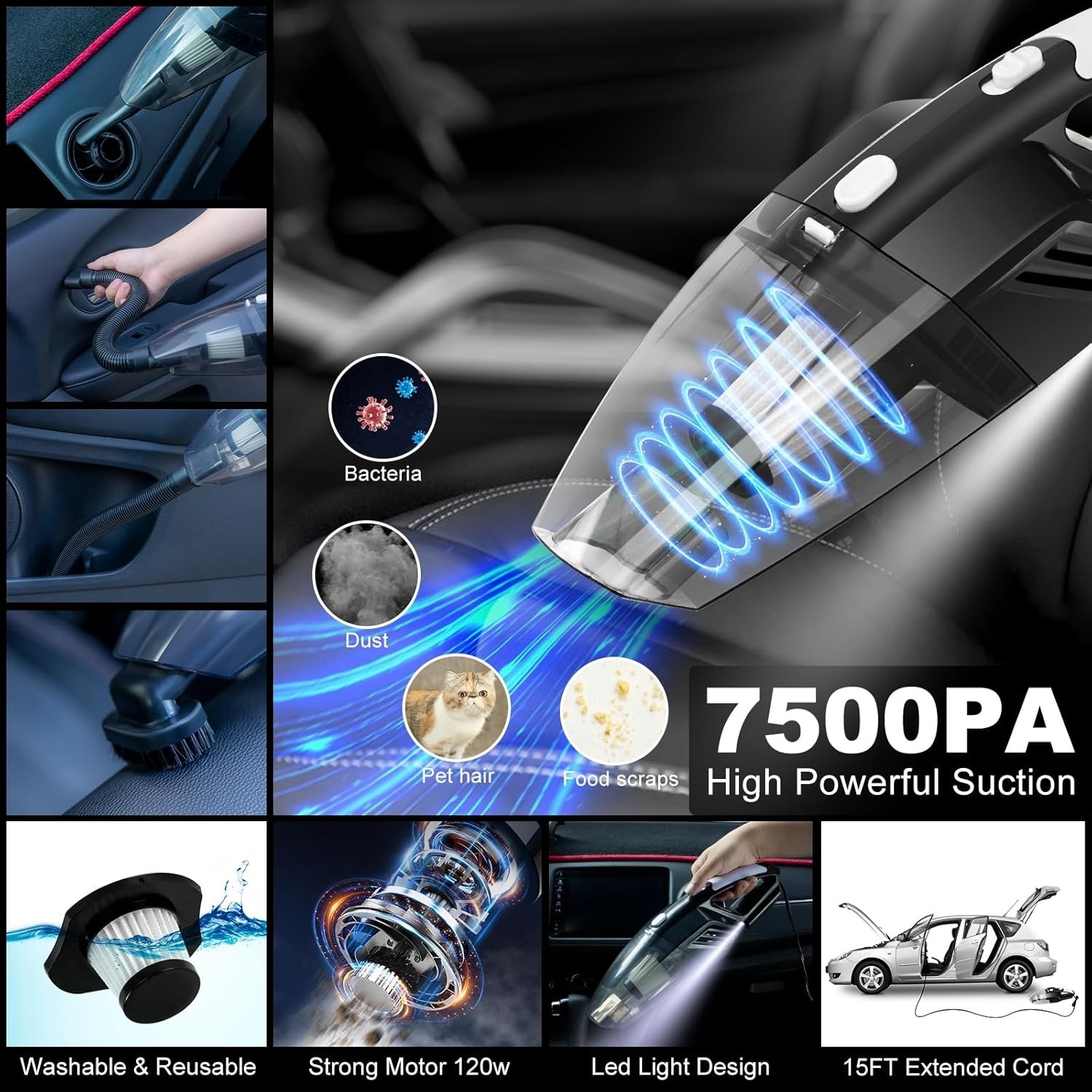 40PCS Car Wash Detailing Kit Foam Gun Vacuum Brushes Towels Interior Exterior
