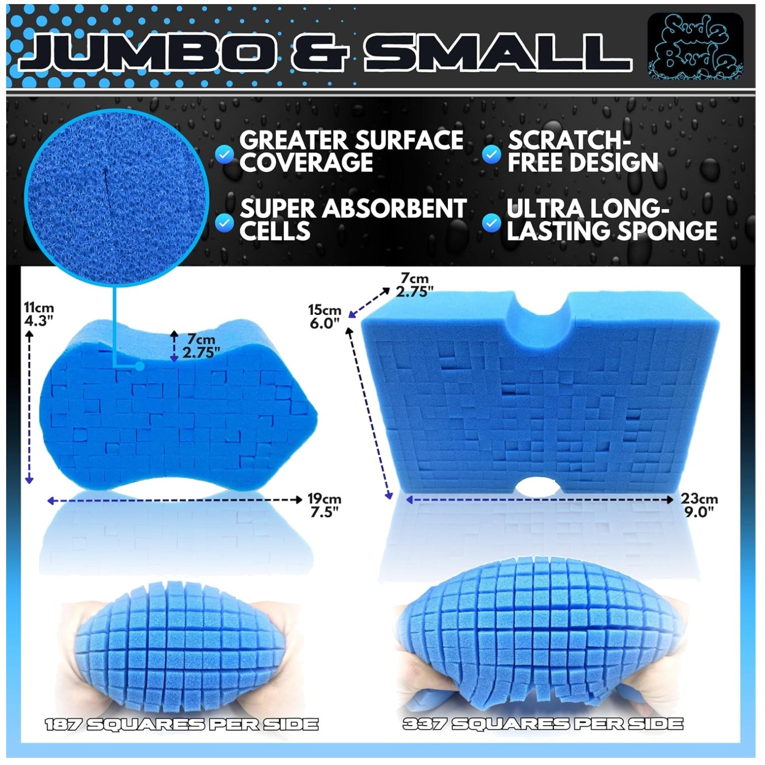 Advanced Grid Car Wash Sponge Set