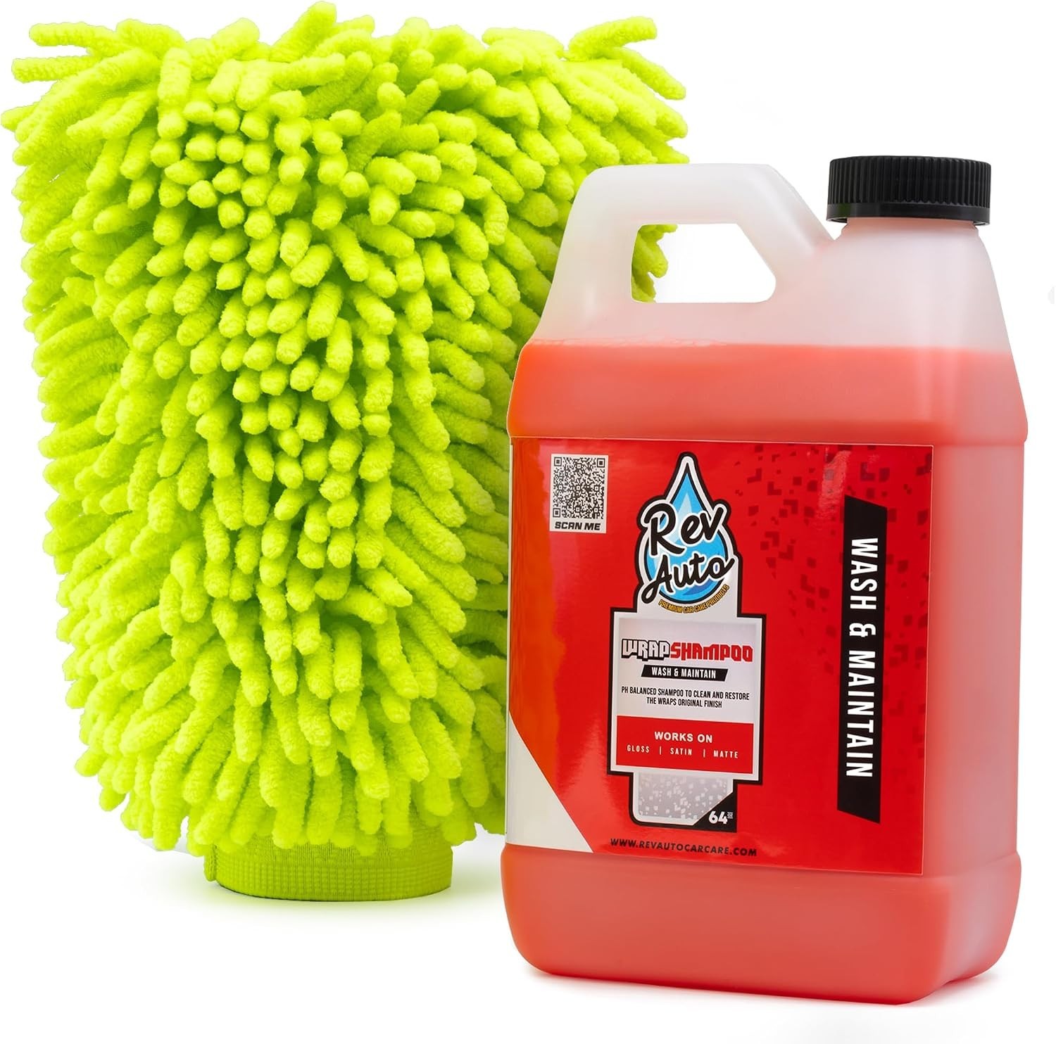 Vinyl Wrap Car Wash Soap Kit – 64oz Eco-Friendly Cleaner with Microfiber Mitt