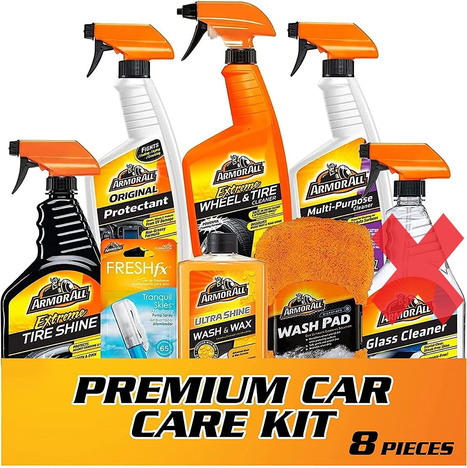 Armor All Premier Car Care Kit, 8 piece kit (MISSING GLASS CLEANER)