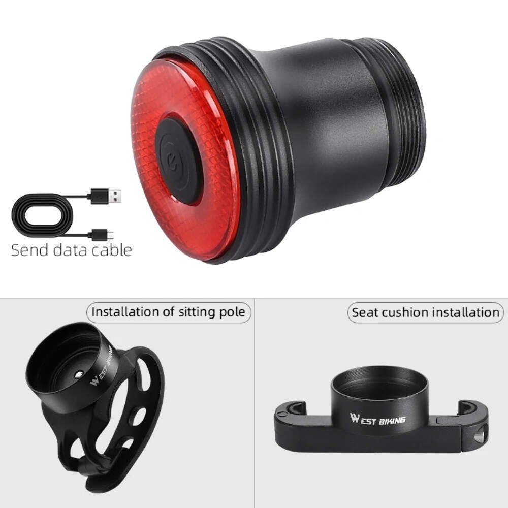 WEST BIKING Bike Tail Light Smart Sensing MTB Road Rear IPX6